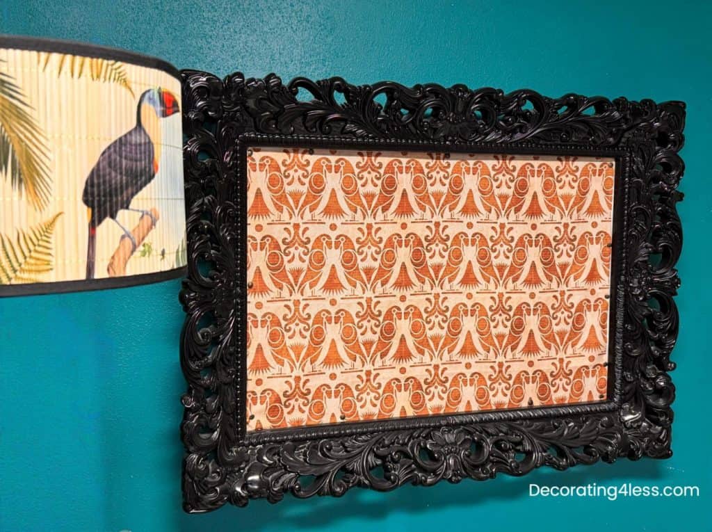 tiki fabric framed wall swatch diy art decorating on a budget